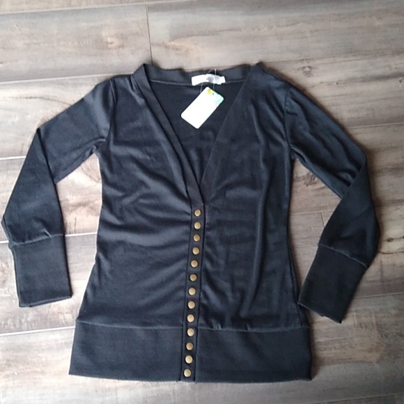 Nenona Black Snap Cardigan  Long Sleeve - Picture 6 of 7